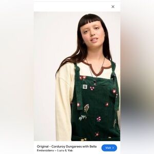 Lucy&Yak Green Corduroy Dungarees with Embroidery size US18R uk 22R